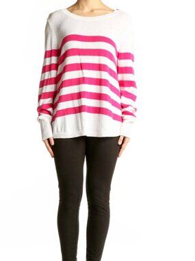 Lilly Pulitzer Flagler Striped Sweater Orchid Pink Oversized Preppy Sz L